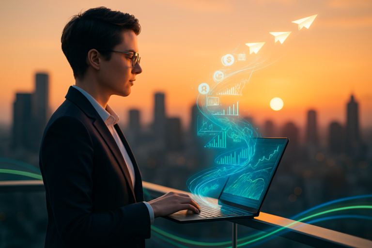 Business team using LinkedIn and AI