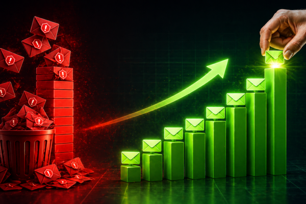 emails going to spam vs inbox email deliverability improvement chart