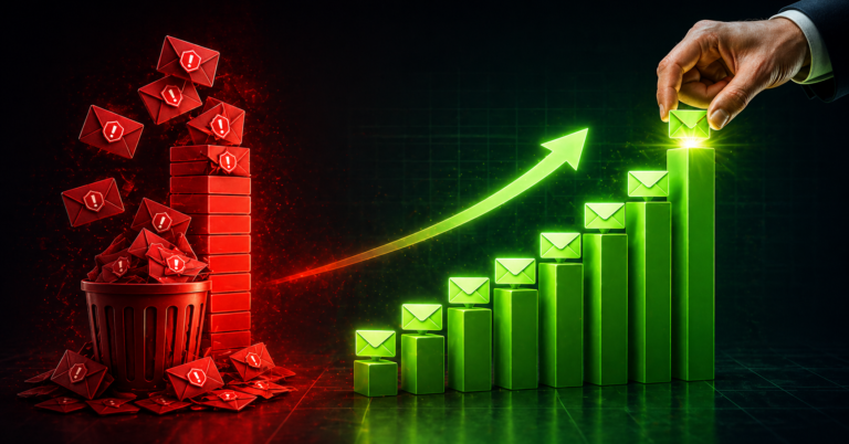 emails going to spam vs inbox email deliverability improvement chart