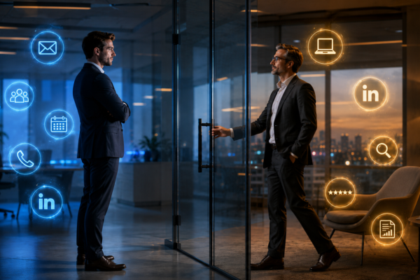 Modern B2B buyers researching before engaging with sales outreach through email, LinkedIn, phone calls, appointment setting, and qualified lead generation